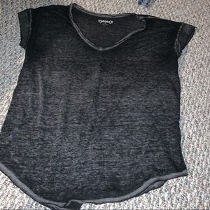 Grey faded distressed V neck tee